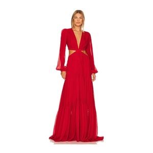 A.L.C. Isabelle Cut-Out Georgette Maxi 100% Silk Dress in Scarlet NWT